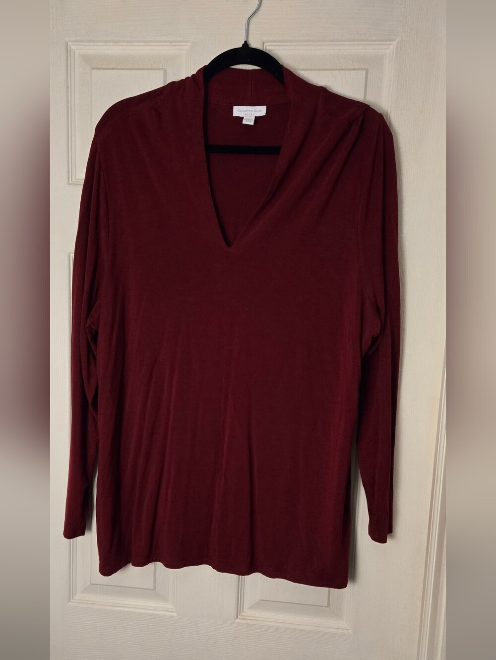 Charter Club Long Sleeve V-Neck Top - Wine